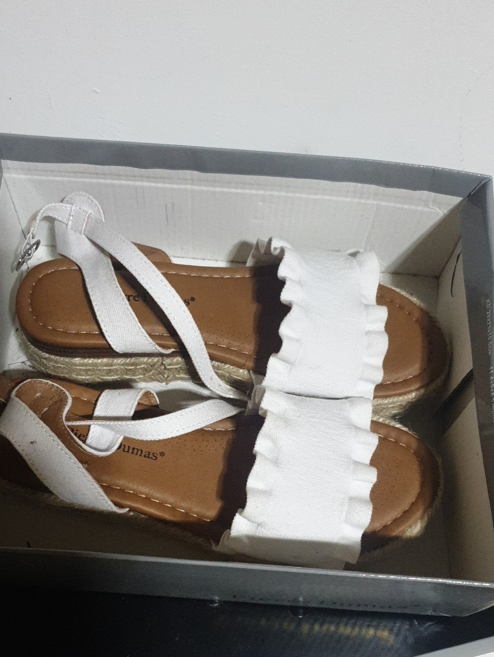 White Ruffle Espadrille Sandals - Women
